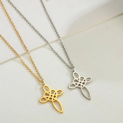 Skyrim Cross Necklace for Women Men Stainless Steel Gold Color Christian Jesus Amulet Choker Chain Necklaces Jewelry Wholesale