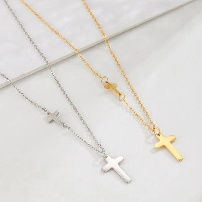 Skyrim Cross Necklace for Women Men Stainless Steel Gold Color Christian Jesus Amulet Choker Chain Necklaces Jewelry Wholesale