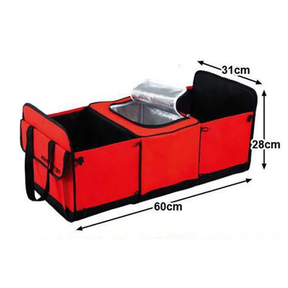 CHIZIYO Portable Foldable Multi Compartment Fabric Car Truck Storage Basket Trunk Organizer And Cooler Set Car Trunk Organizer